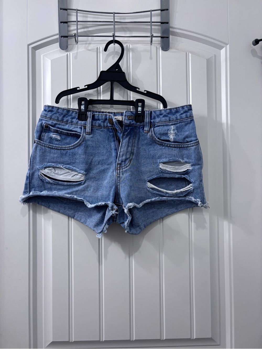 Billabong Light Blue Distressed Denim Cutoff Shorts